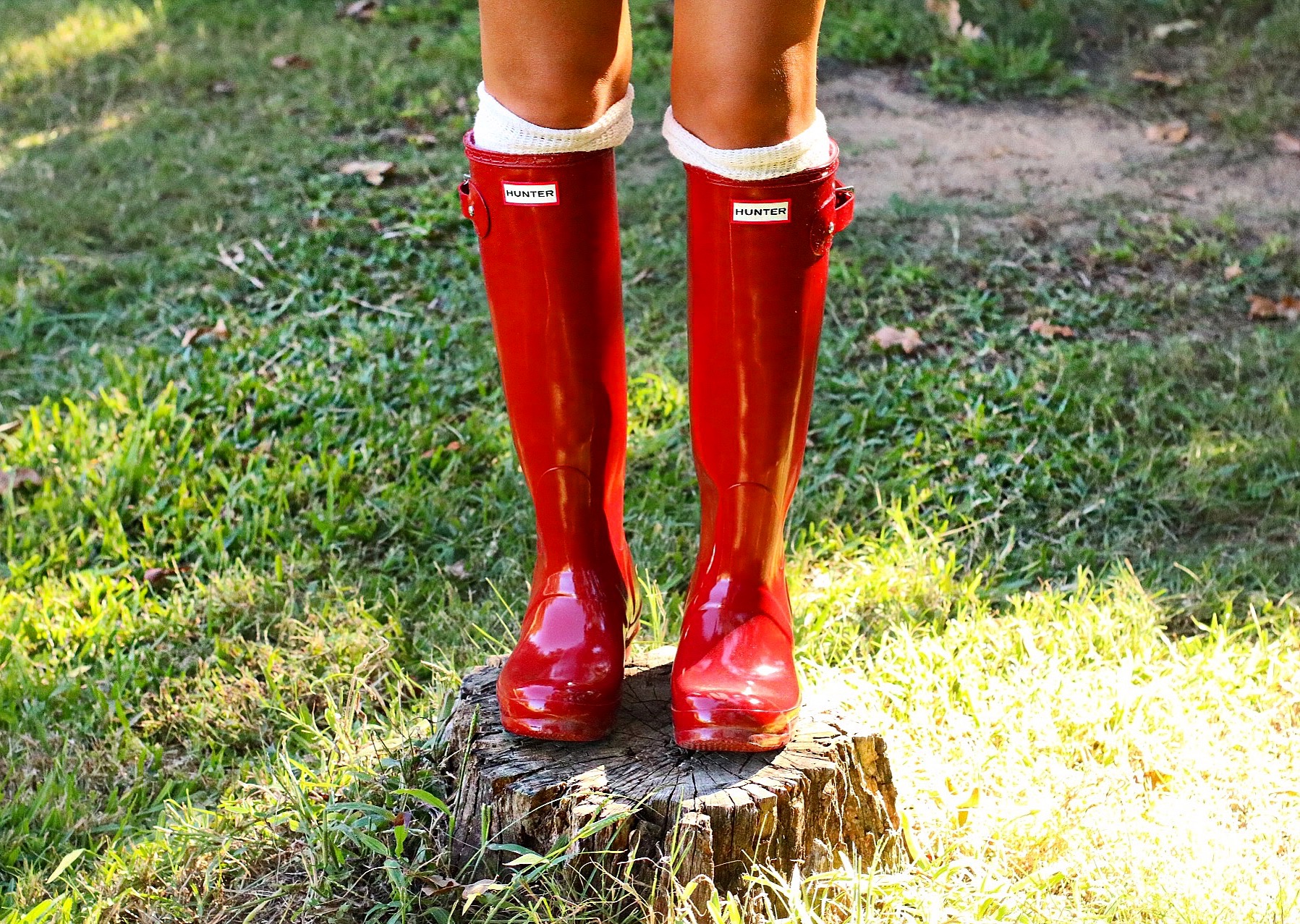 gloss red hunter boots